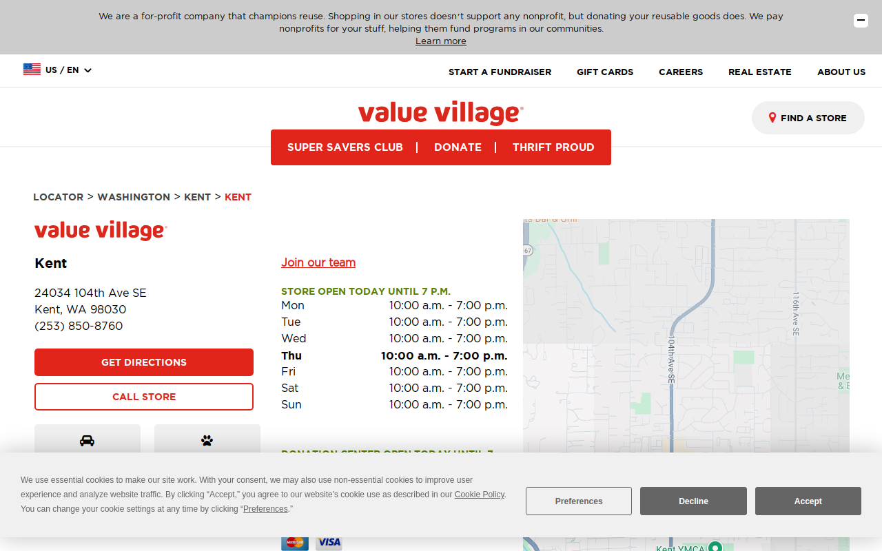 Value Village website preview