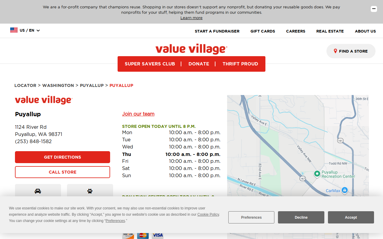 Value Village website preview