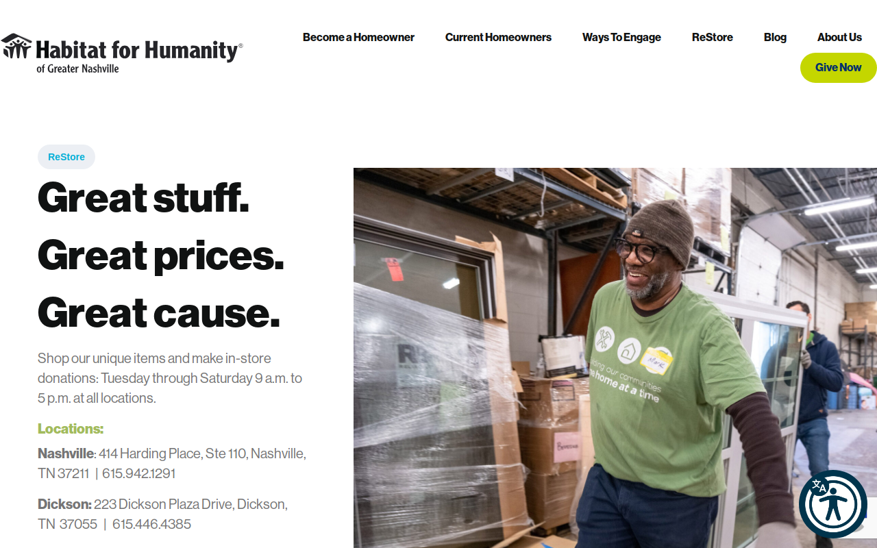 Habitat for Humanity ReStore website preview