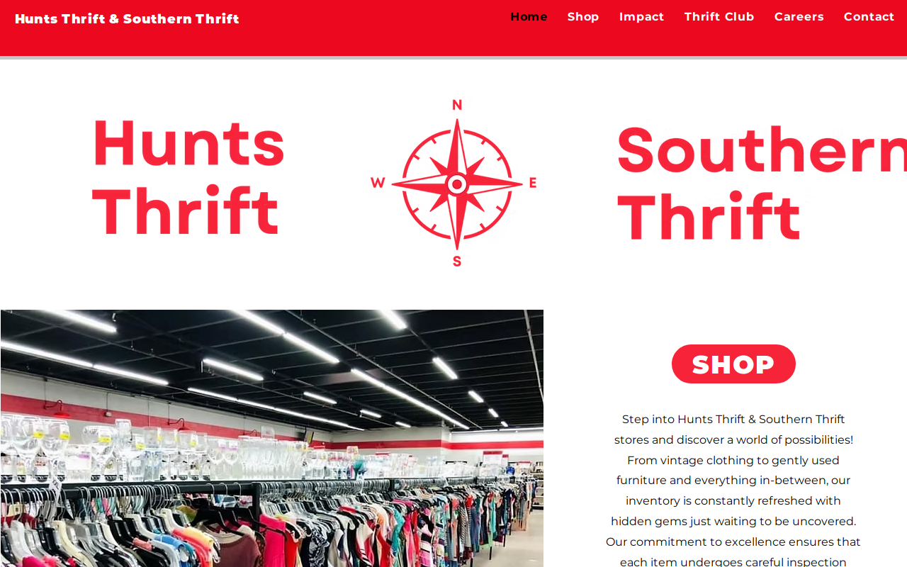 Hunts Thrift website preview