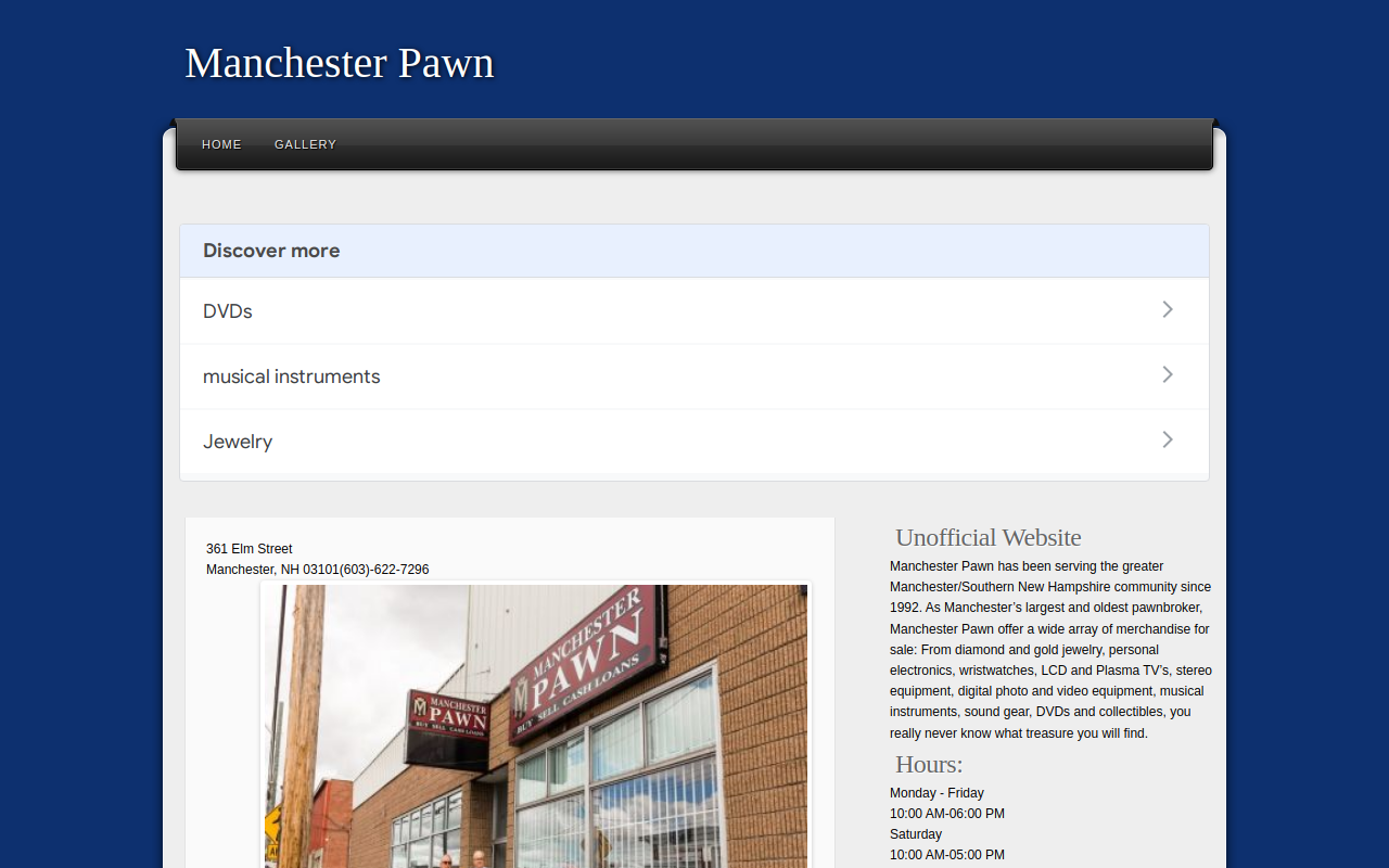 Manchester Pawn website preview