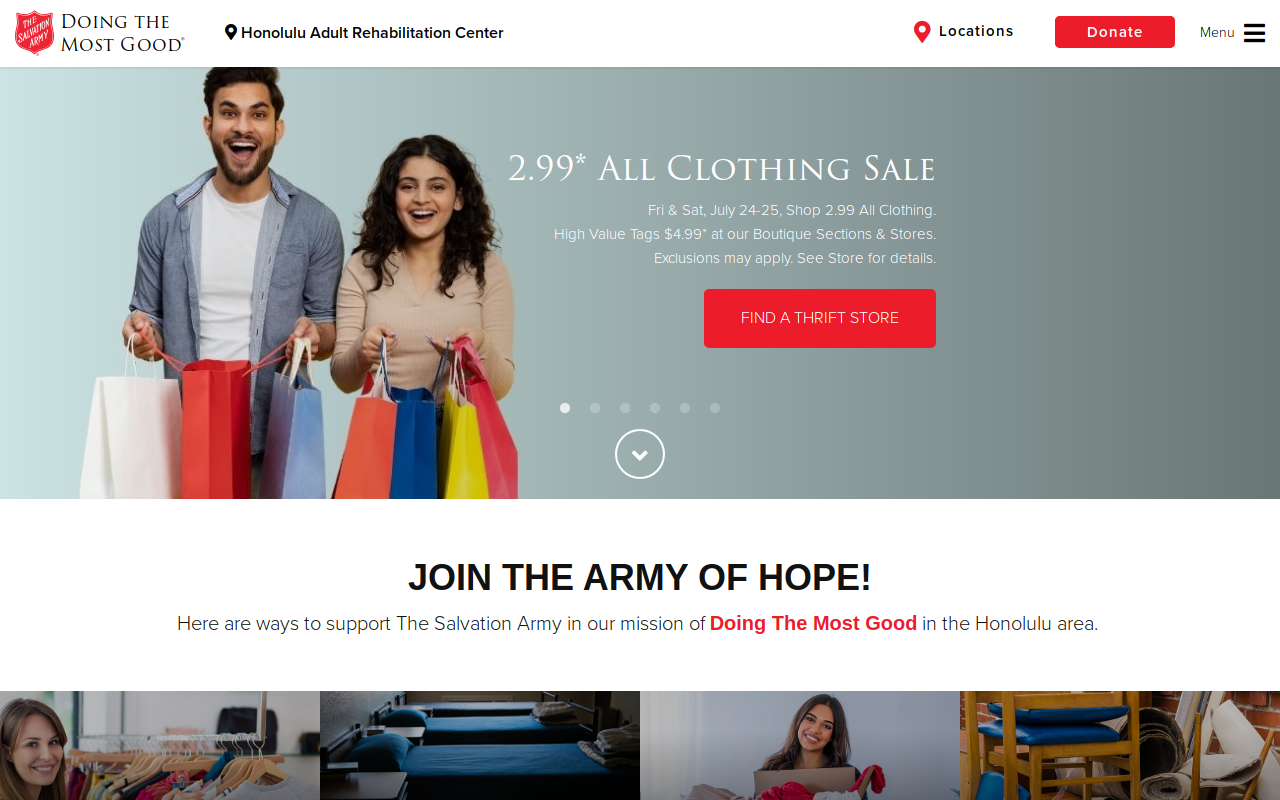 The Salvation Army website preview