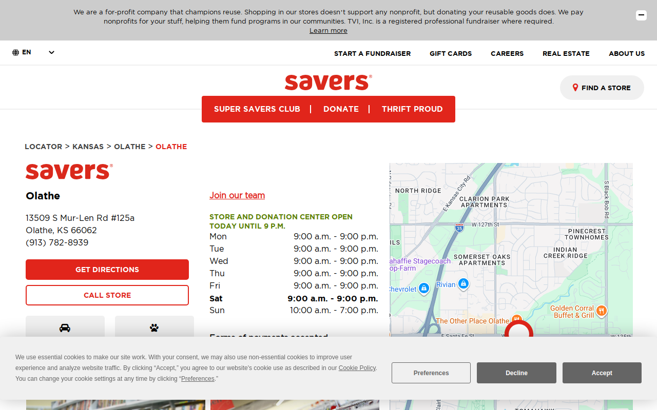 Savers website preview