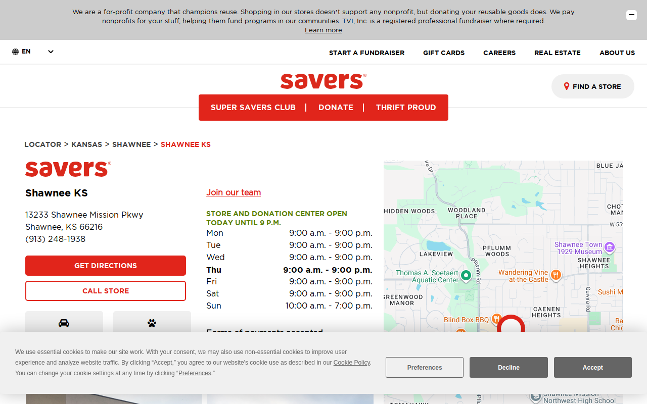 Savers website preview