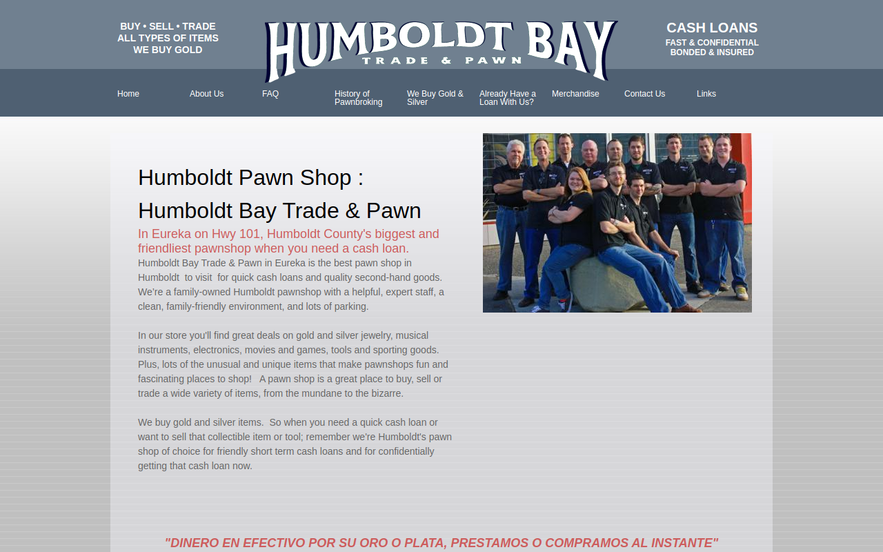 Humboldt Bay Trade and Pawn website preview