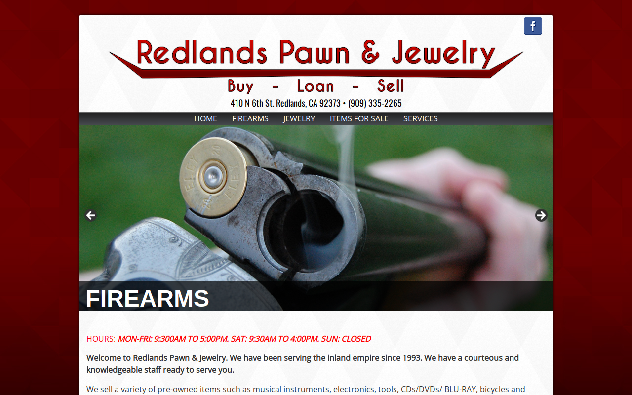 Redlands Pawn and Jewelry website preview