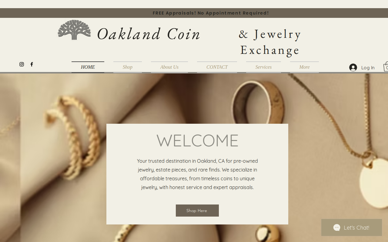 Oakland Coin and Jewelry Exchange website preview