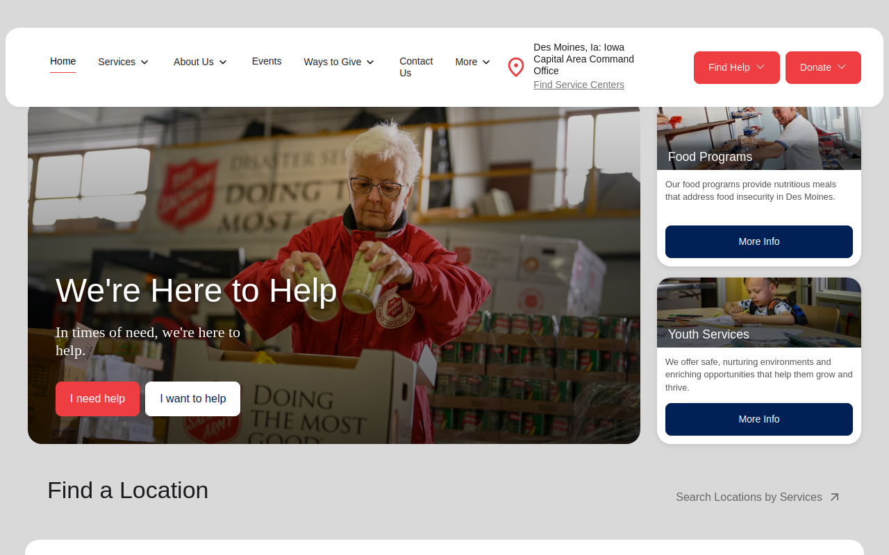 The Salvation Army website preview