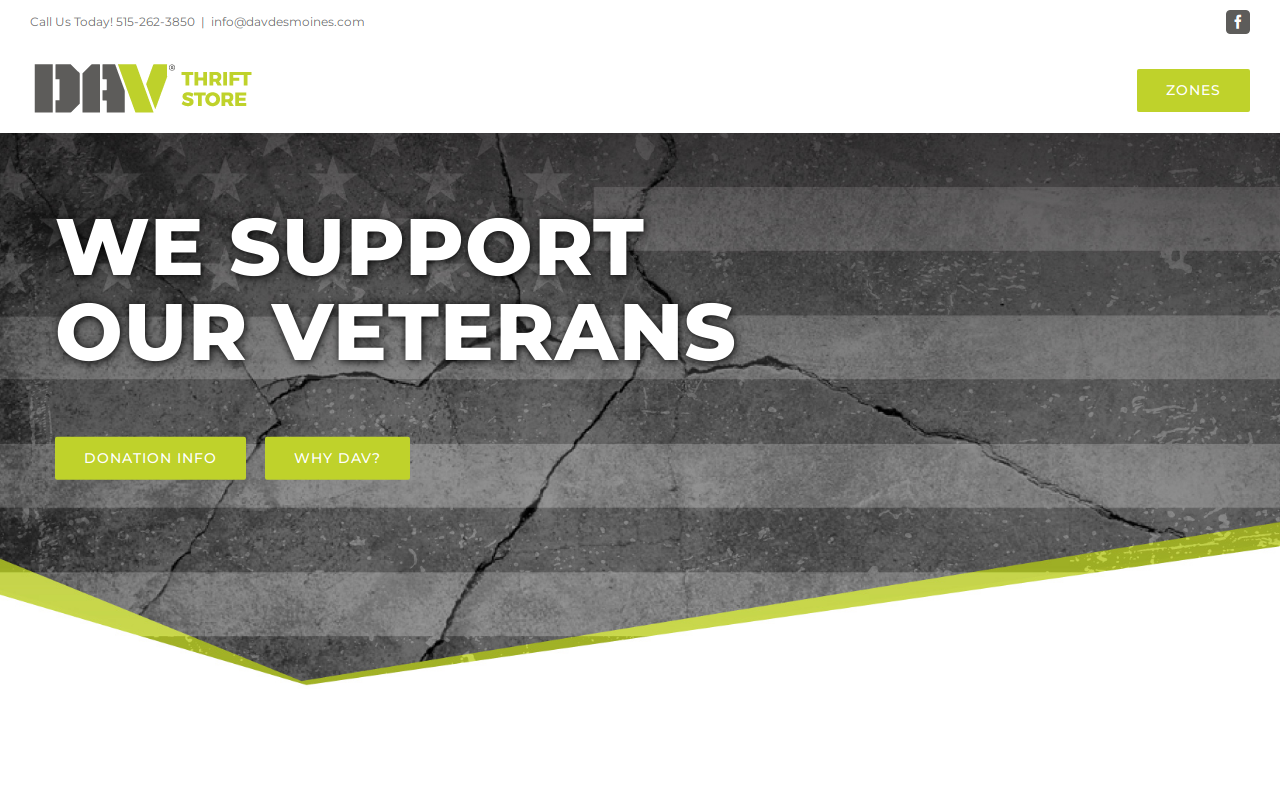 DAV Thrift Store website preview