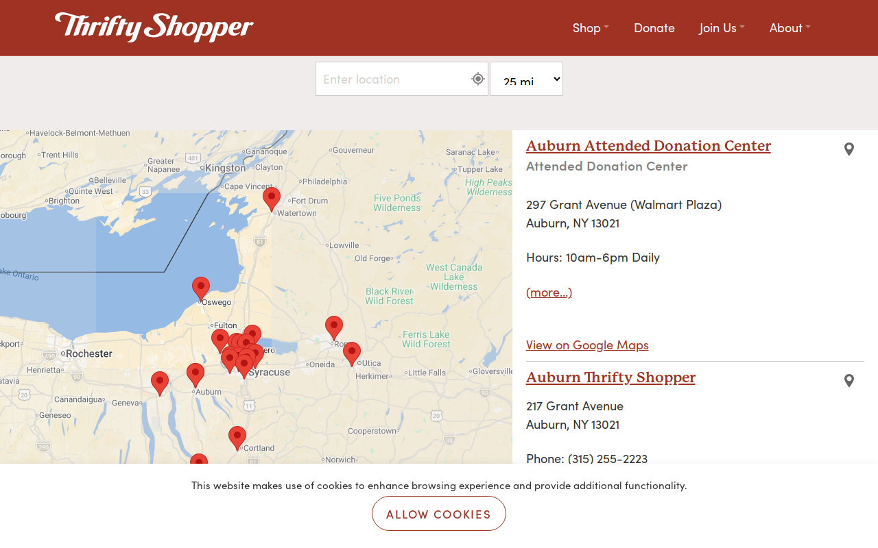 Thrifty Shopper website preview