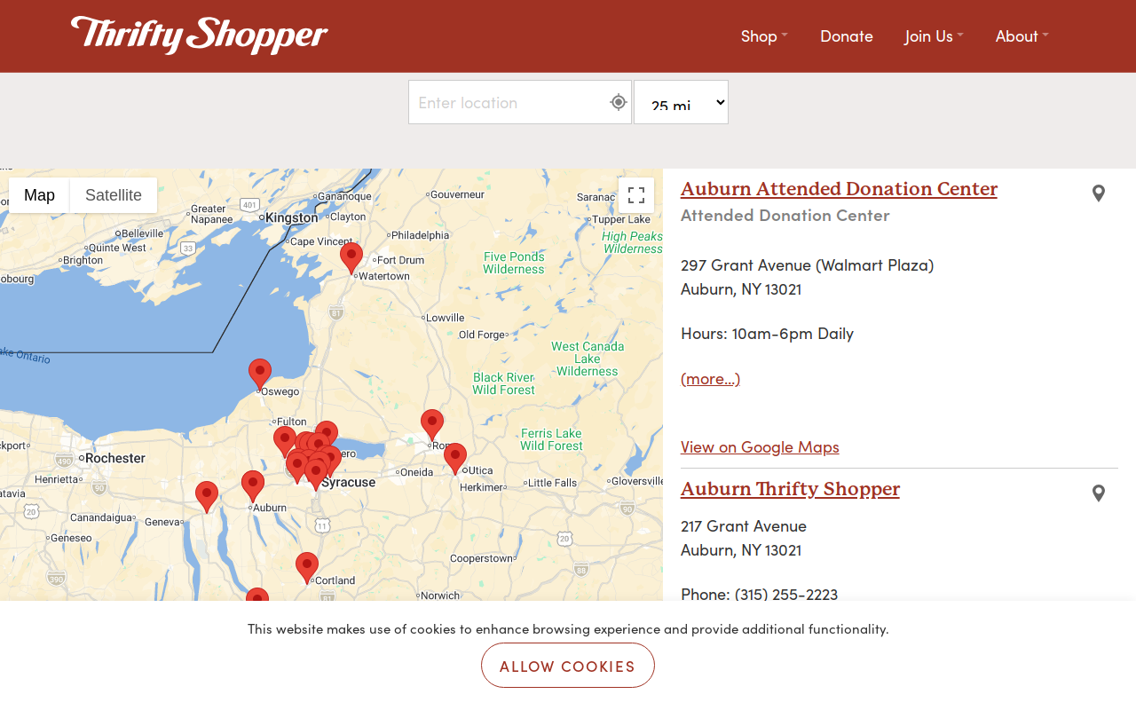 Thrifty Shopper website preview