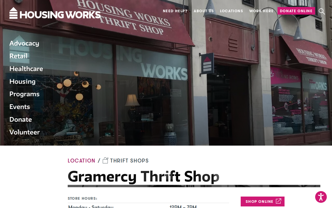 Housing Works Thrift Shop website preview