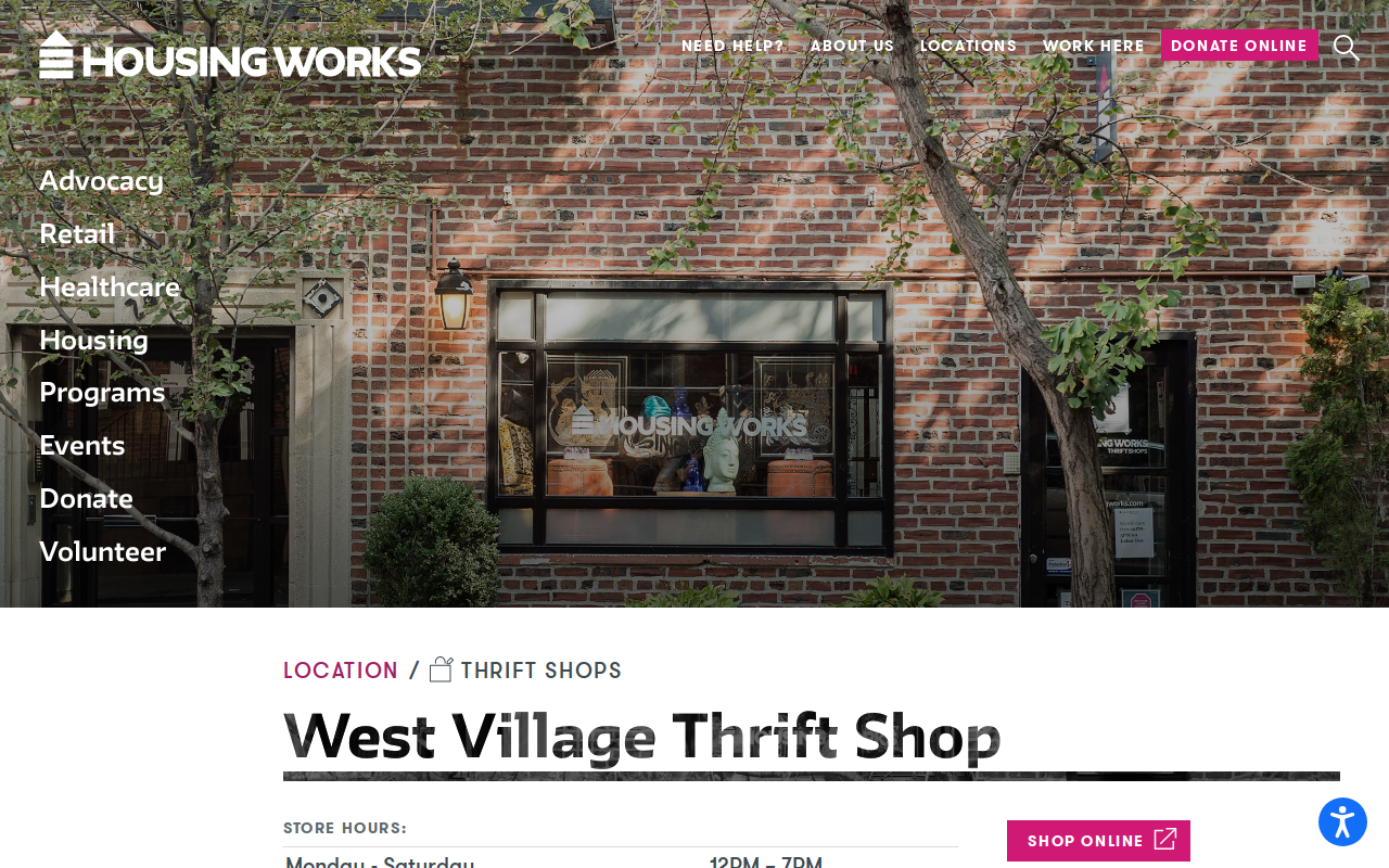 Housing Works Thrift Shop website preview