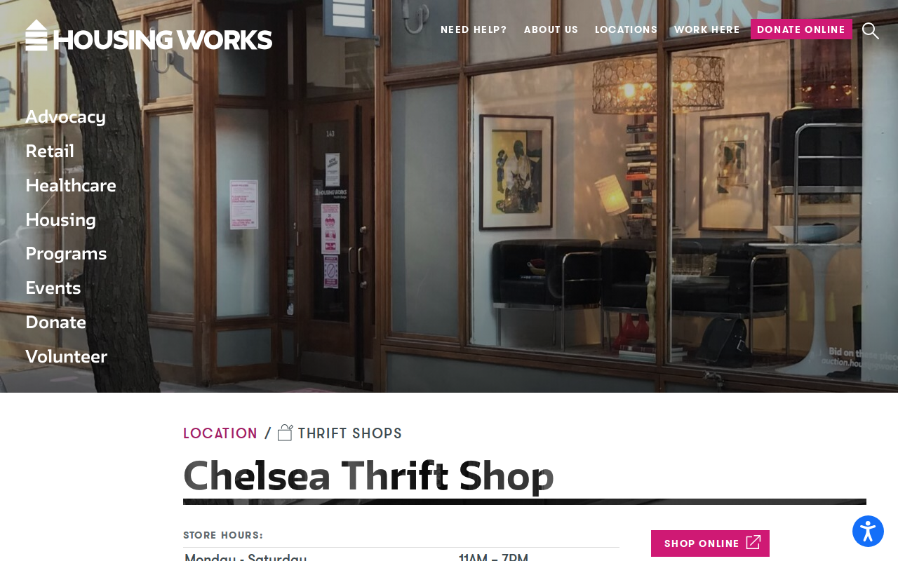 Housing Works Thrift Shop website preview