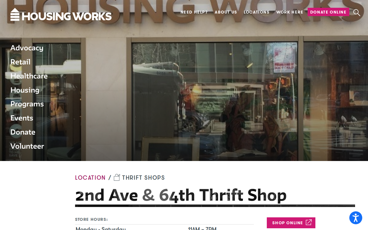 Housing Works Thrift Shop website preview