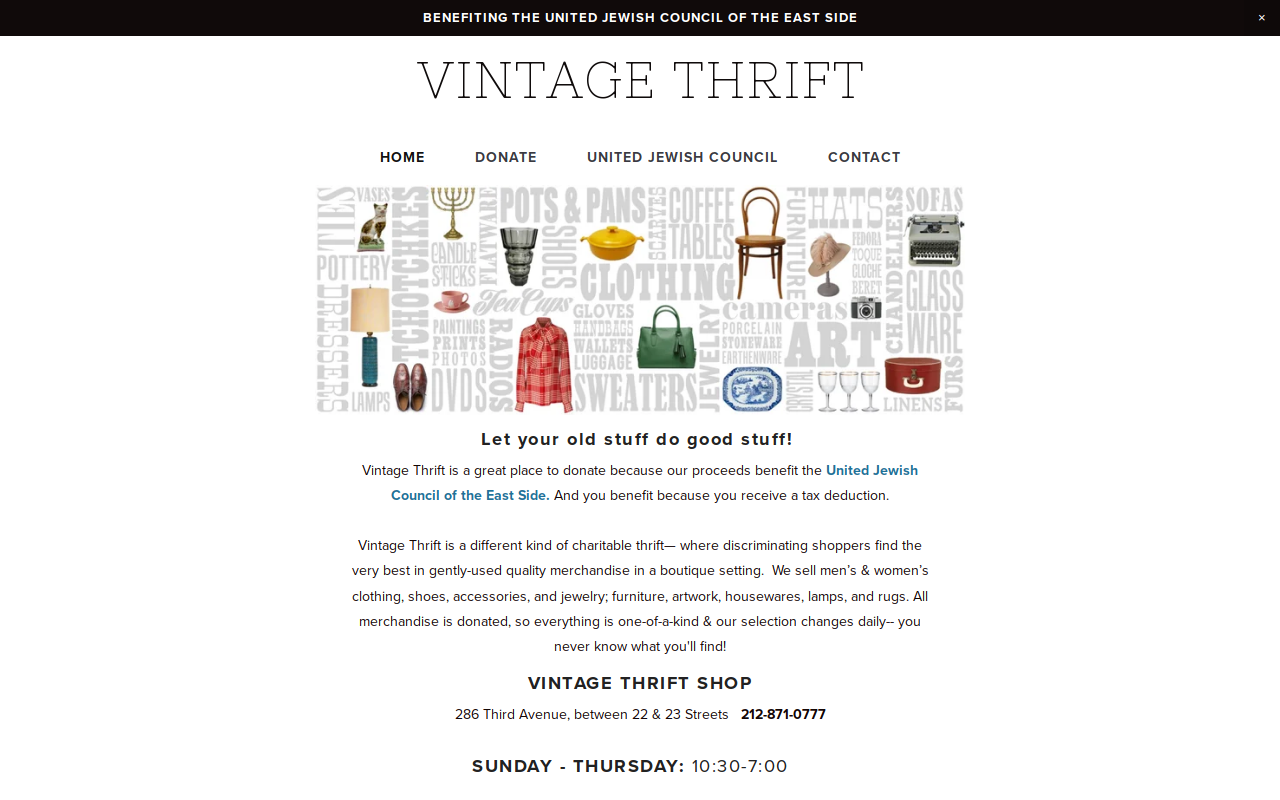 Vintage Thrift website preview
