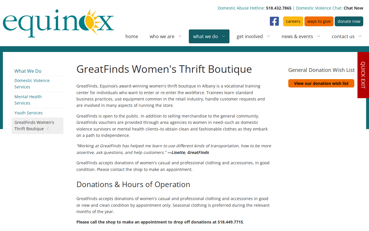 GreatFinds Women's Thrift Boutique website preview