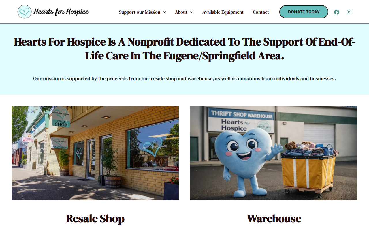 Hearts For Hospice website preview