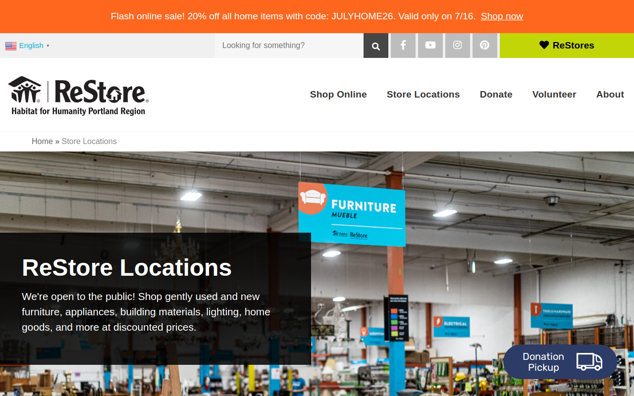Habitat for Humanity ReStore website preview