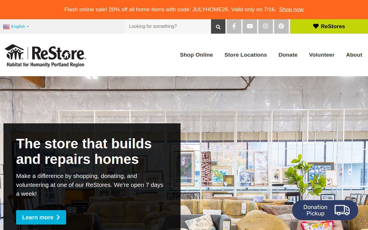 Habitat for Humanity ReStore website preview