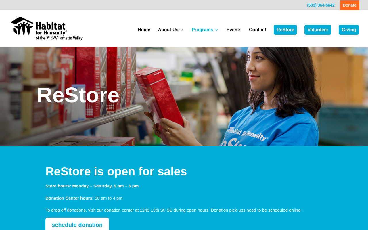 Habitat for Humanity ReStore website preview
