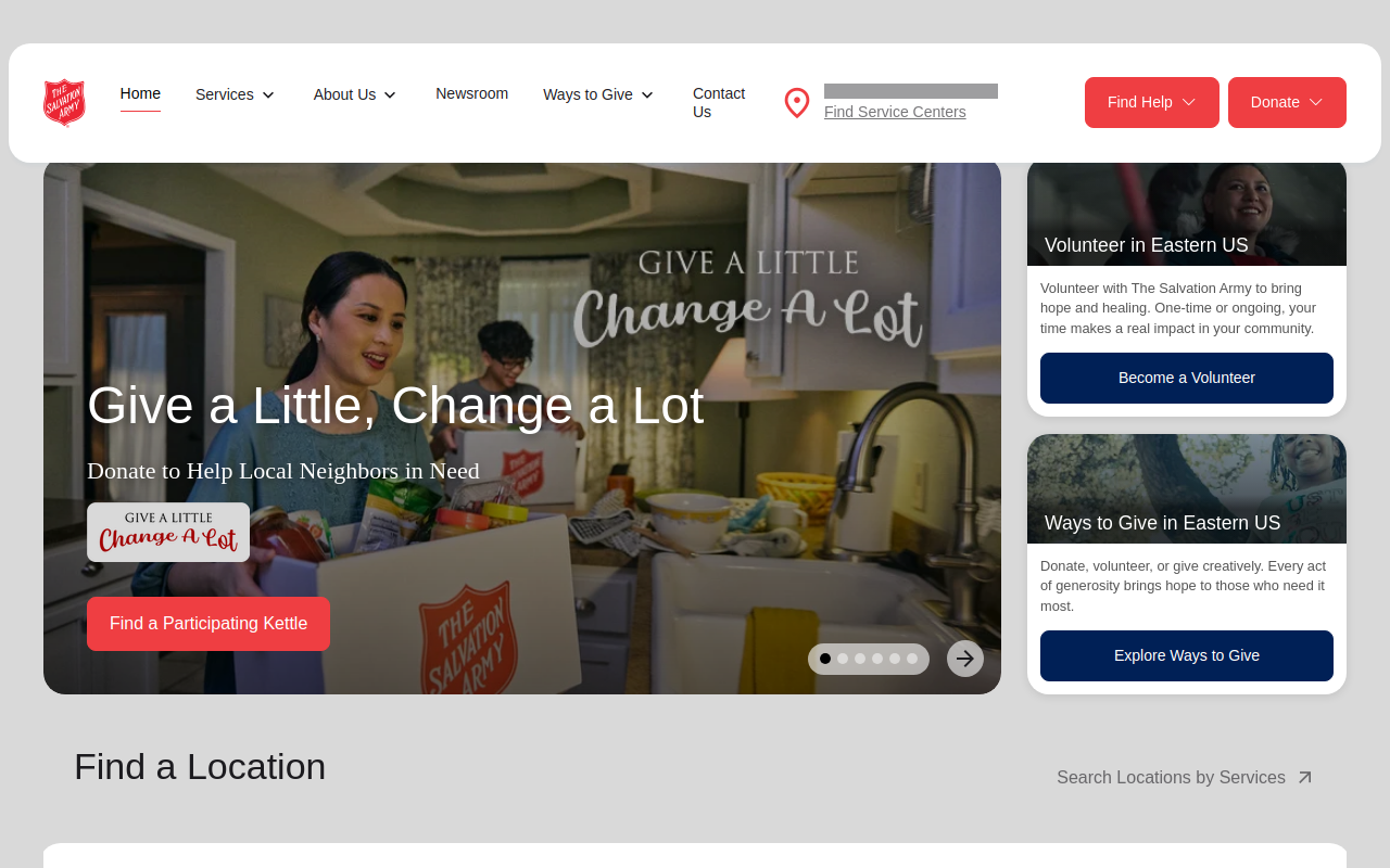 The Salvation Army website preview