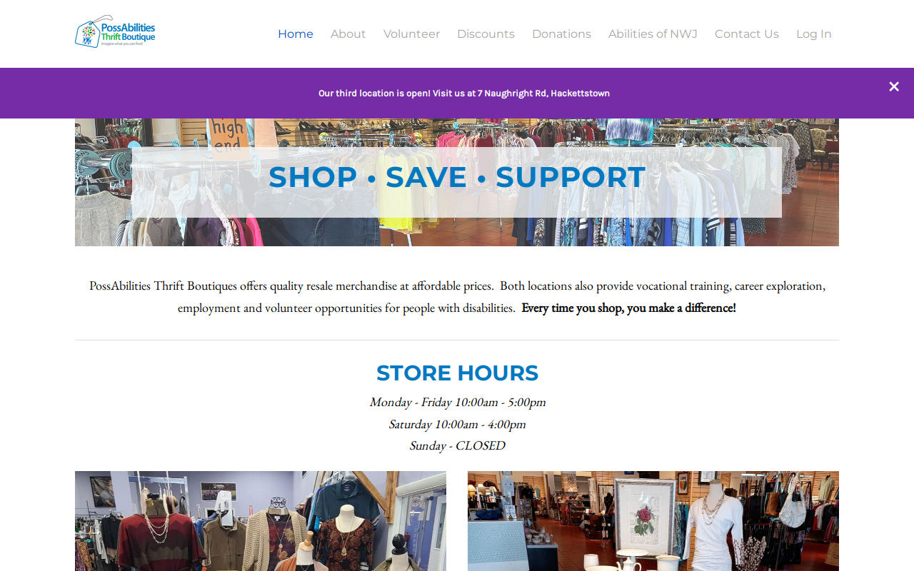 PossAbilities Thrift Boutique website preview