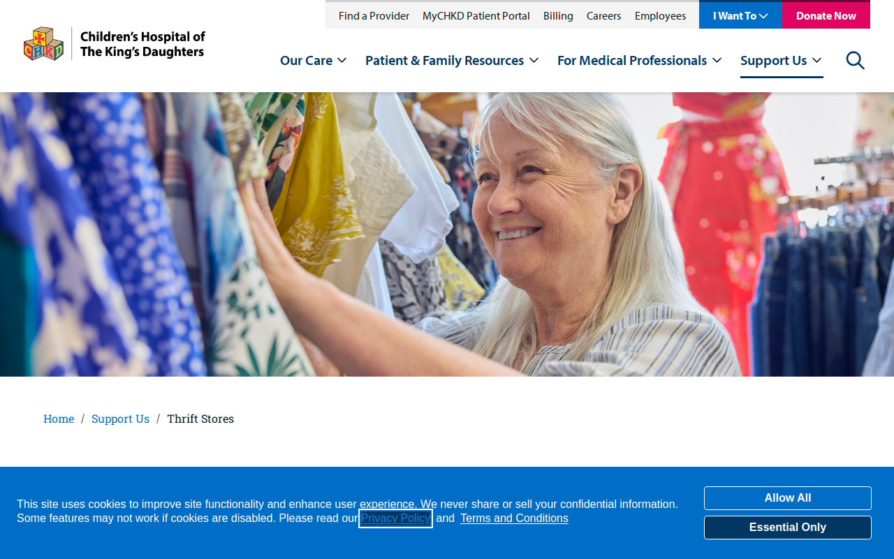 CHKD Thrift website preview