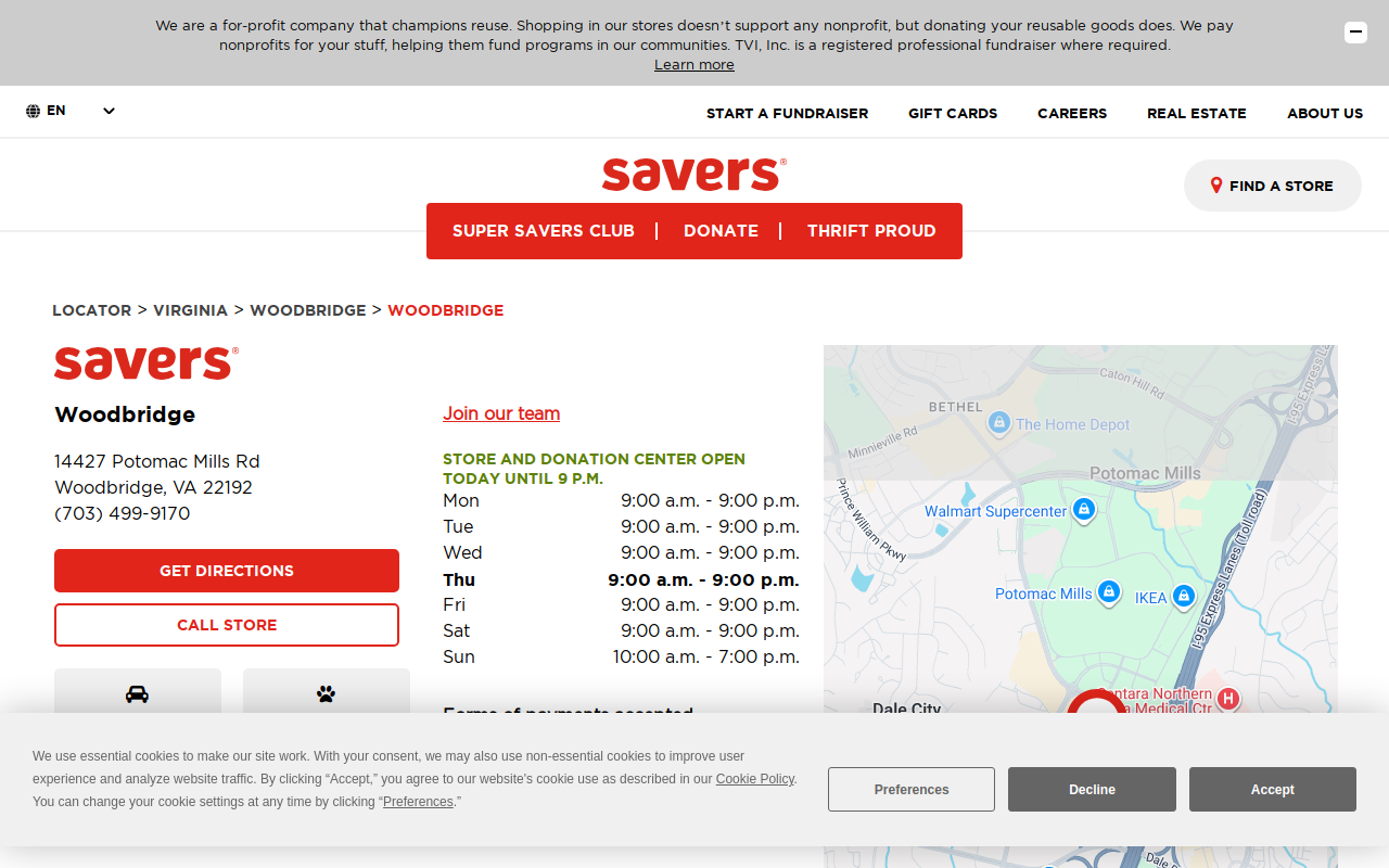Savers website preview
