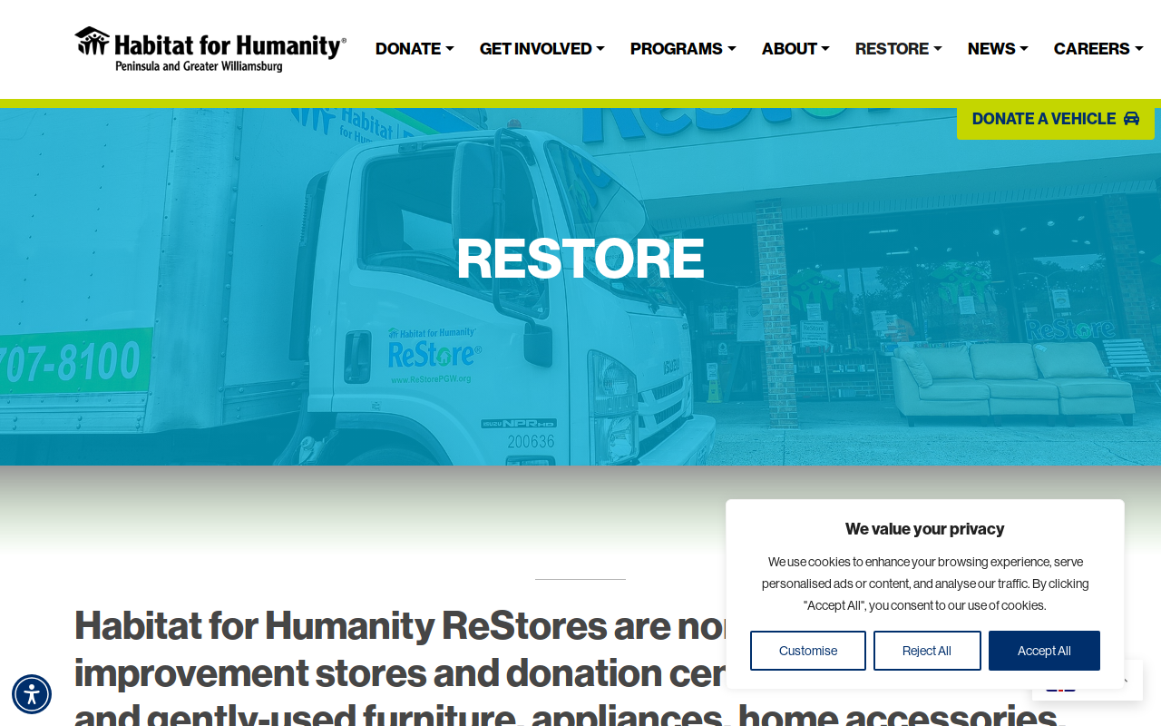 Habitat for Humanity ReStore website preview