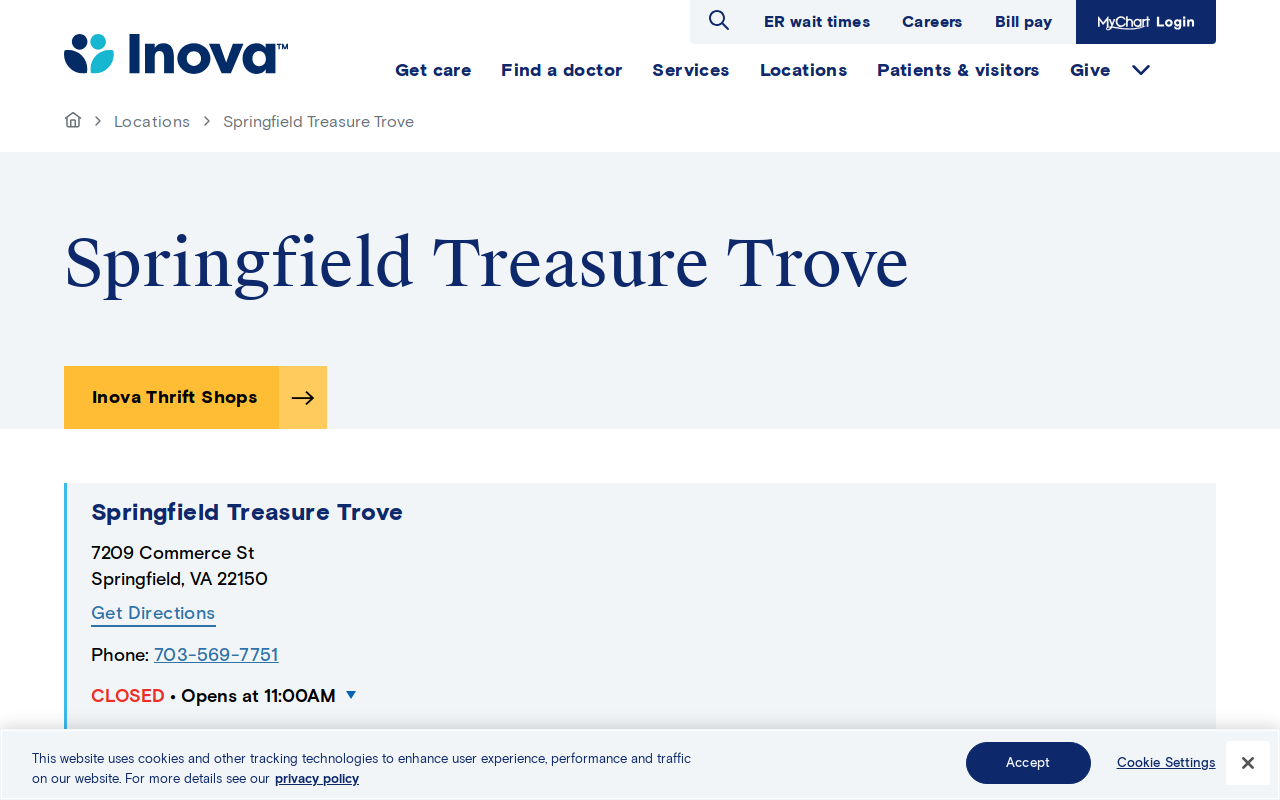 Inova Treasure Trove website preview
