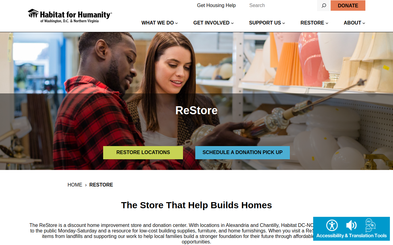 Habitat for Humanity ReStore website preview