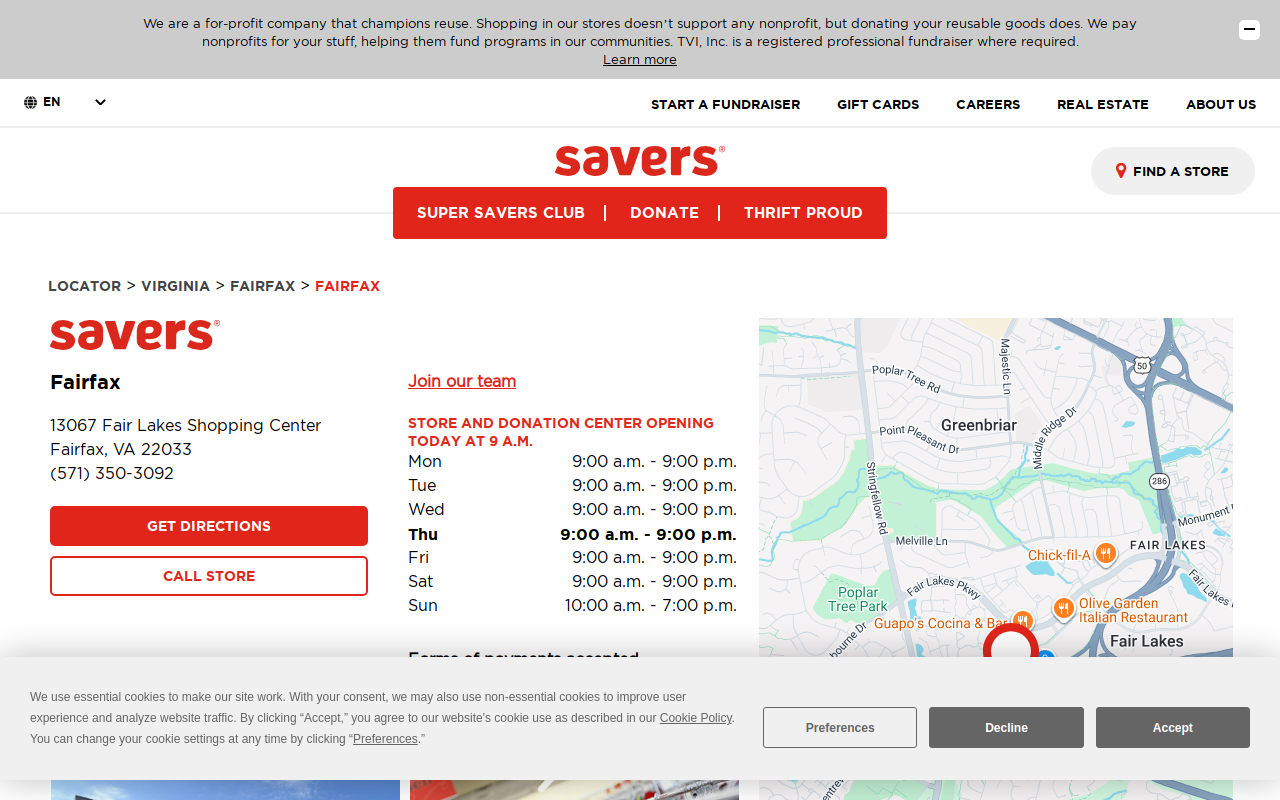 Savers website preview
