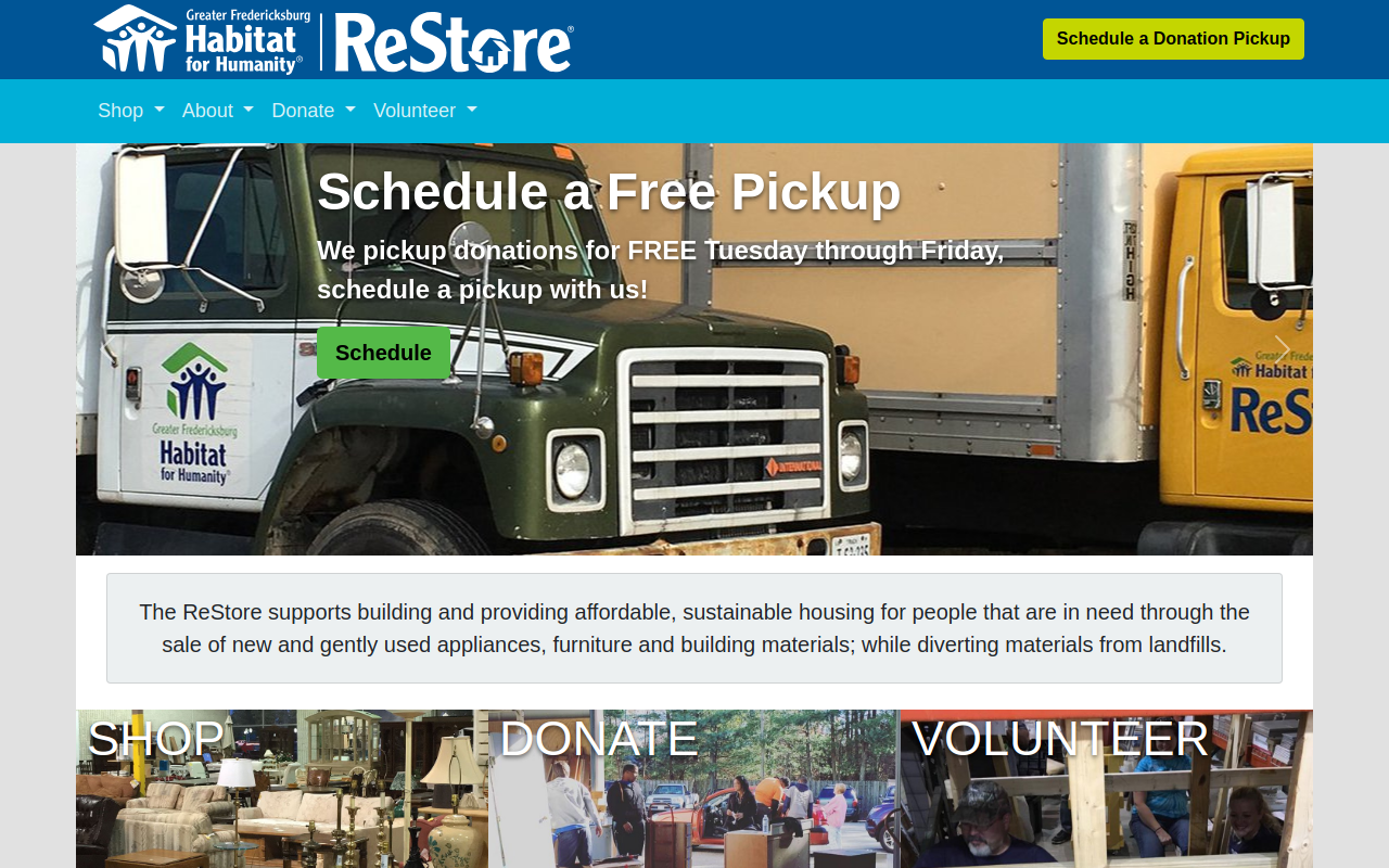 Habitat for Humanity ReStore website preview