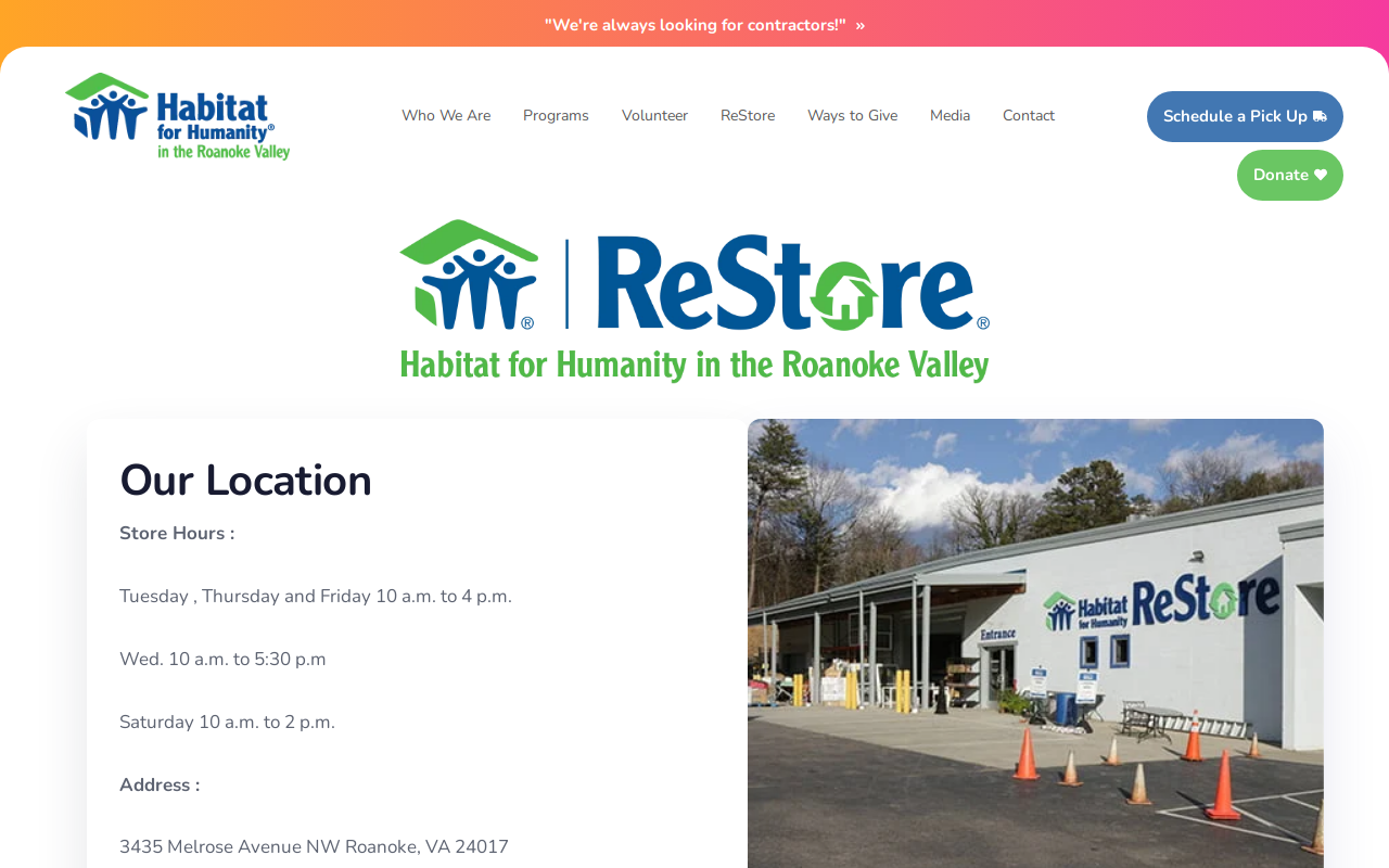 Habitat for Humanity ReStore website preview