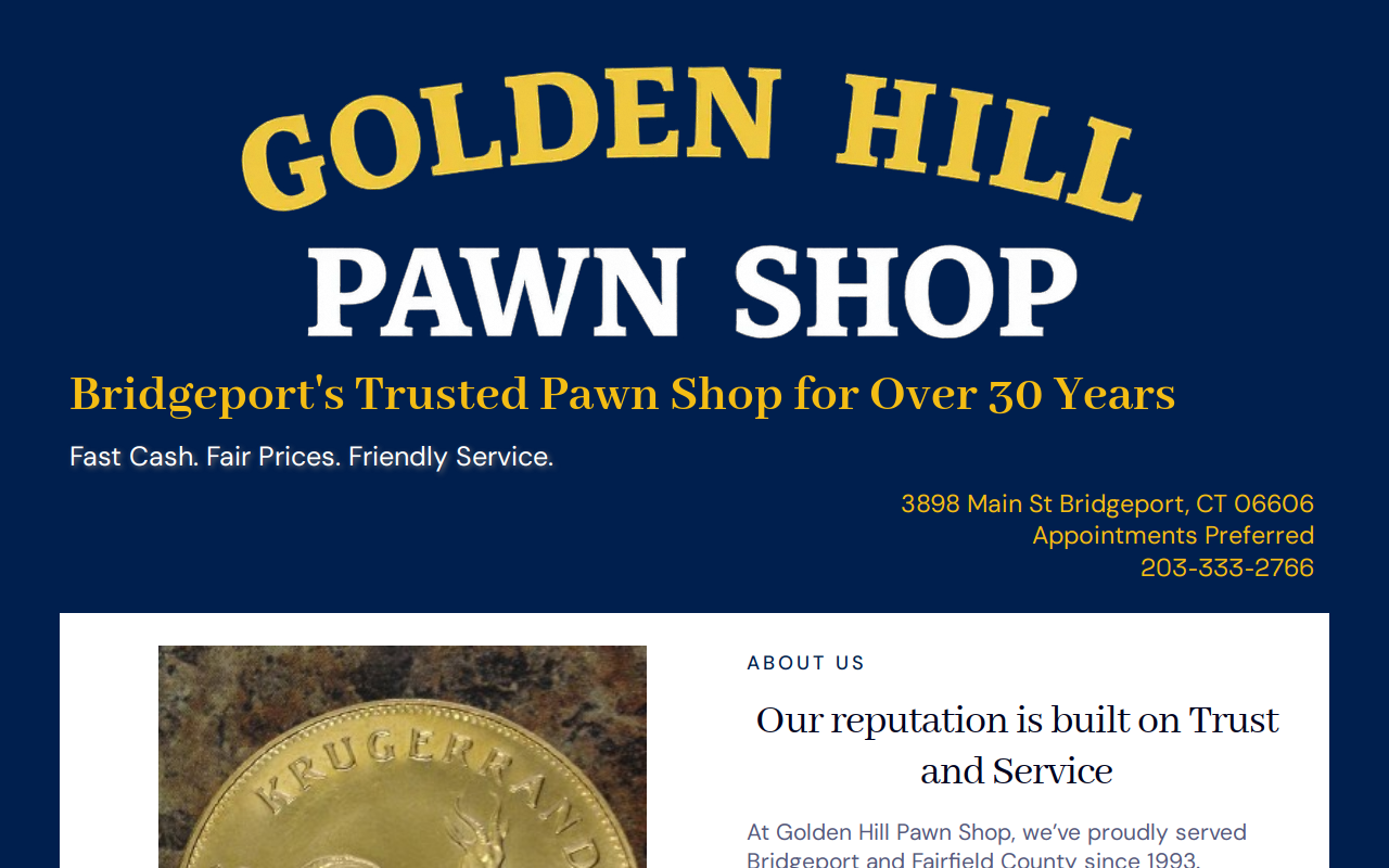 Golden Hill Pawn Shop website preview