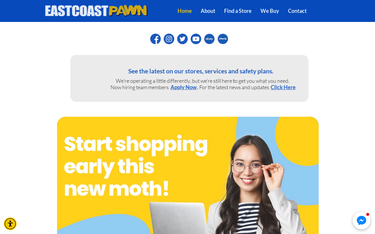 East Coast Pawn website preview