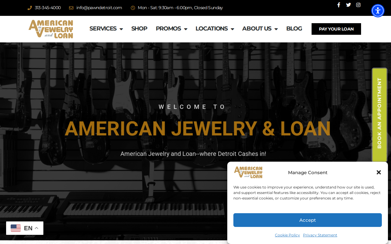 American Jewelry and Loan - Pontiac website preview