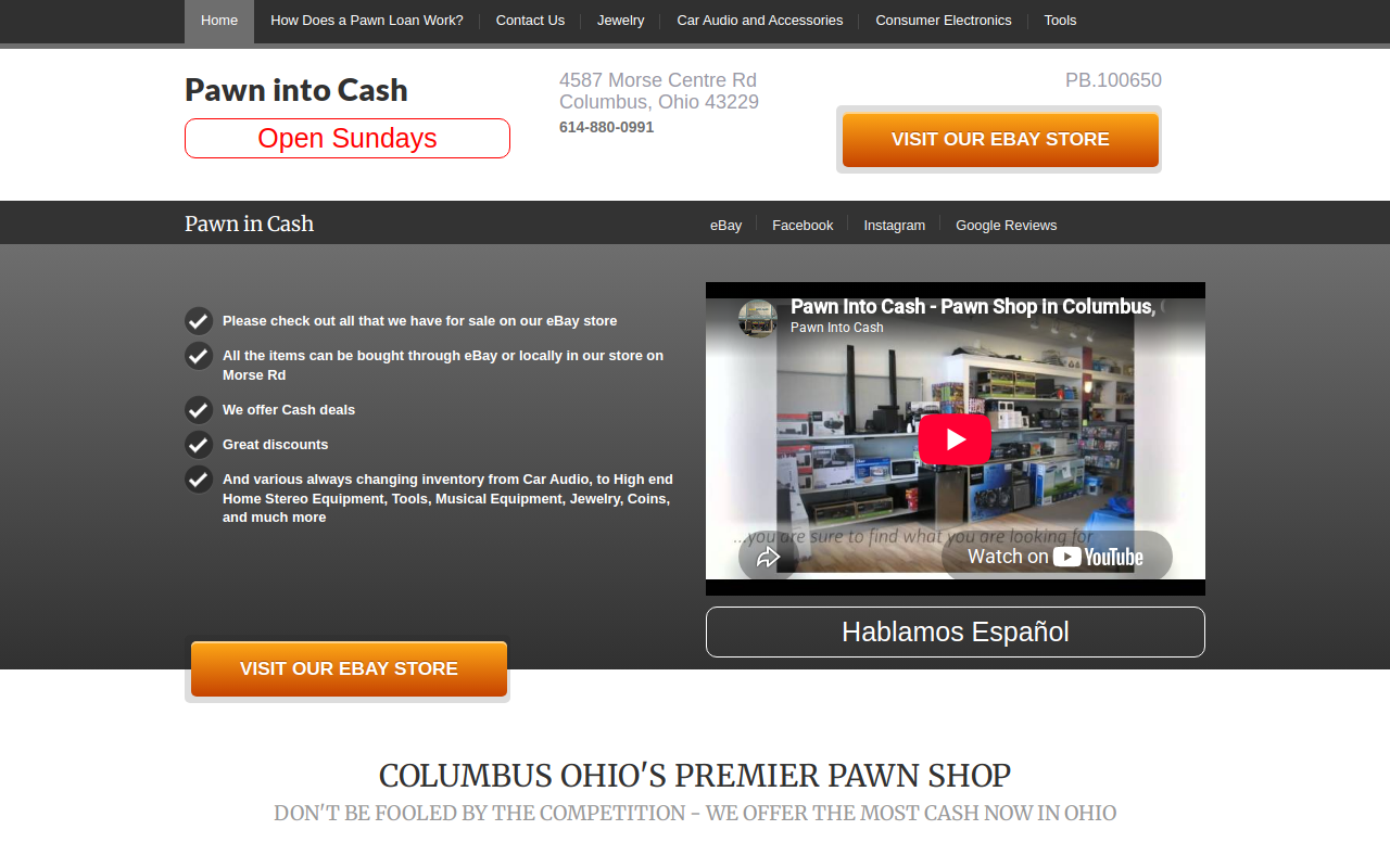 Pawn into Cash website preview