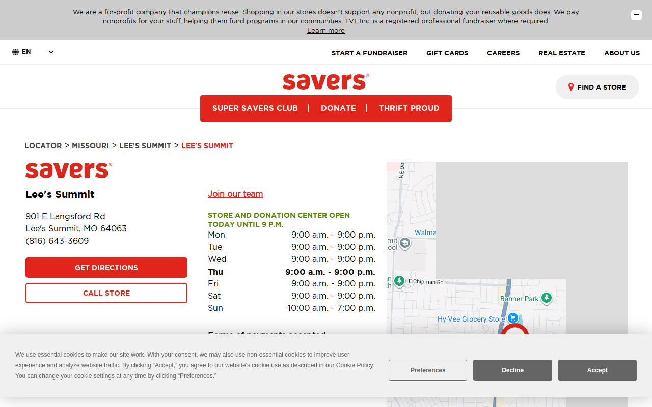 Savers website preview