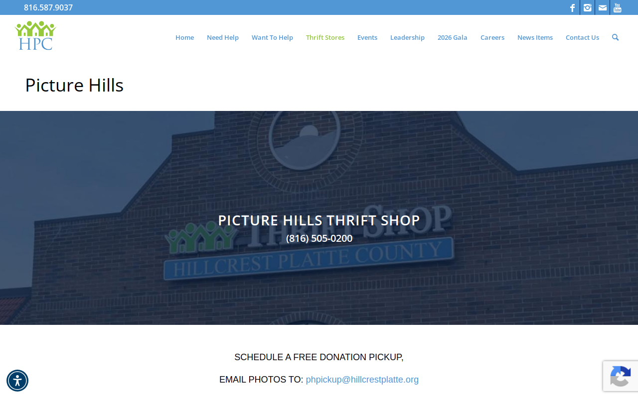 Hillcrest Thrift Shop website preview