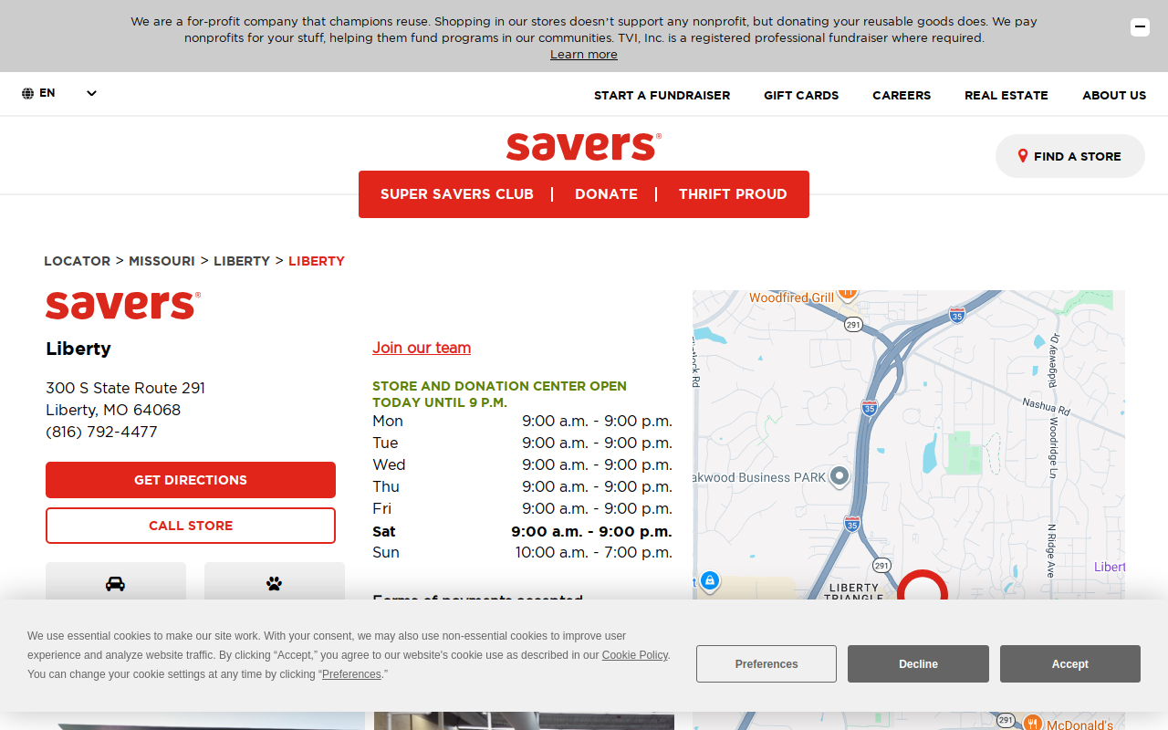 Savers website preview