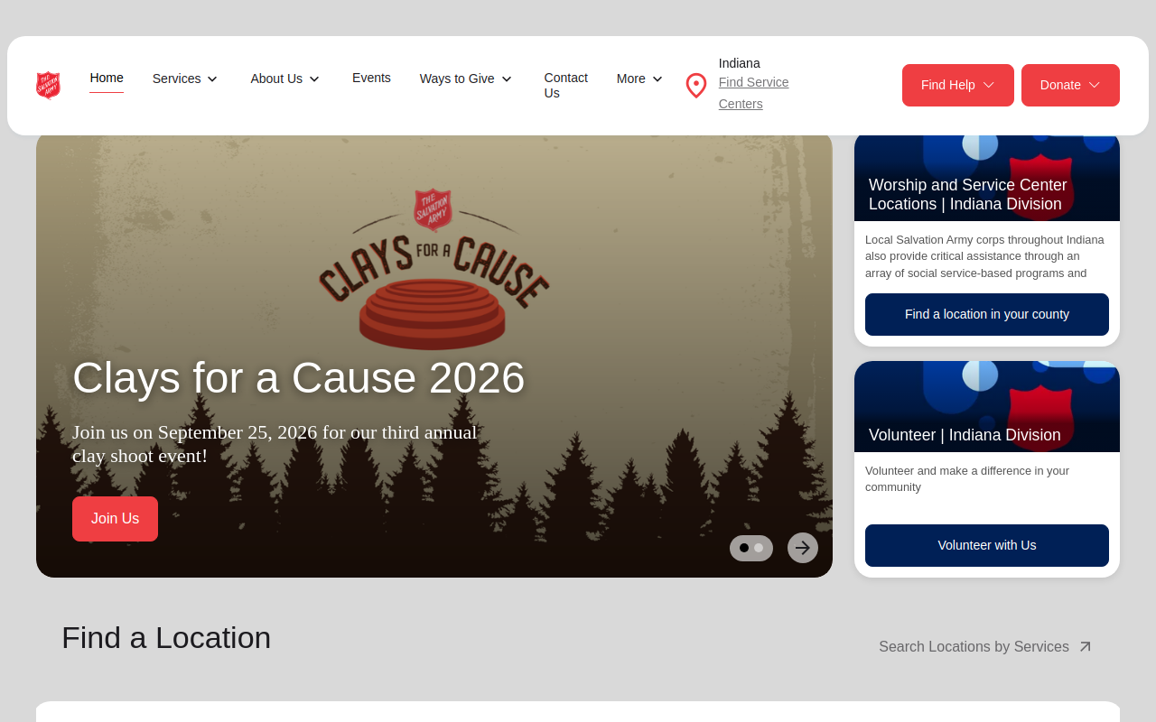The Salvation Army website preview