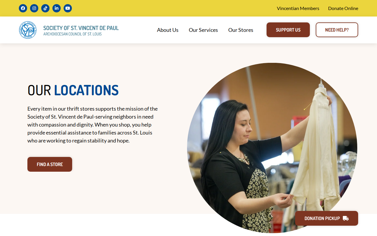 Saint Vincent de Paul Thrift Store website preview