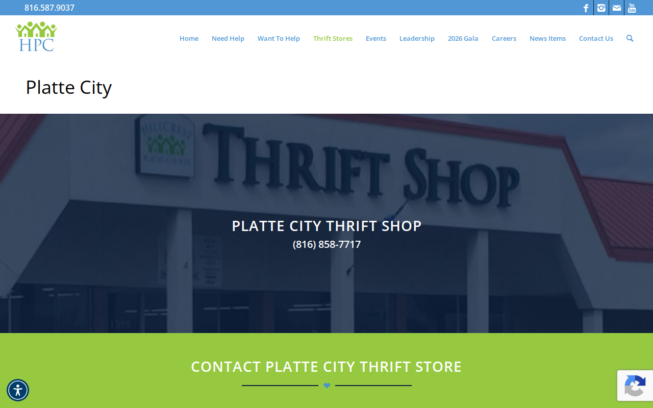 Hillcrest Thrift Shop- Platte City website preview