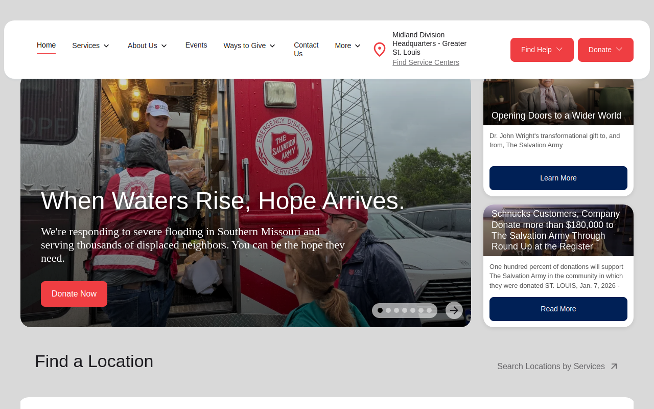 The Salvation Army website preview