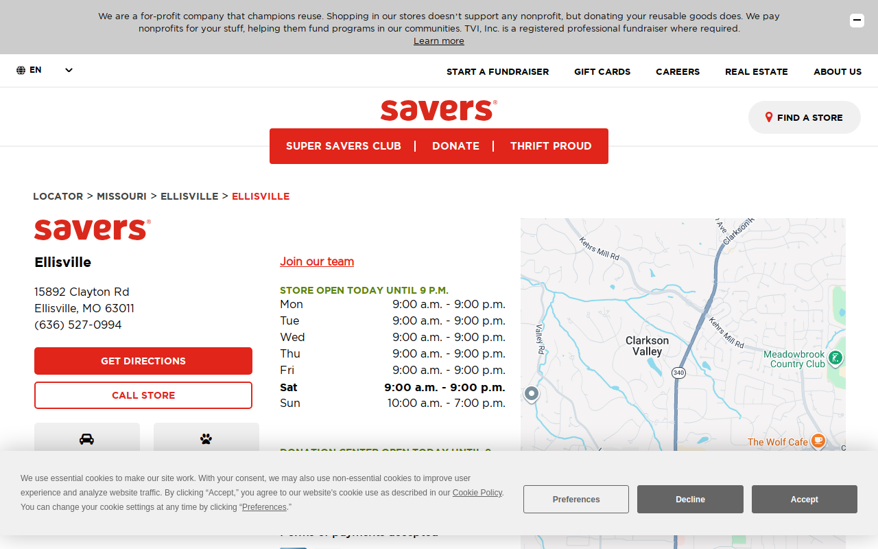 Savers website preview