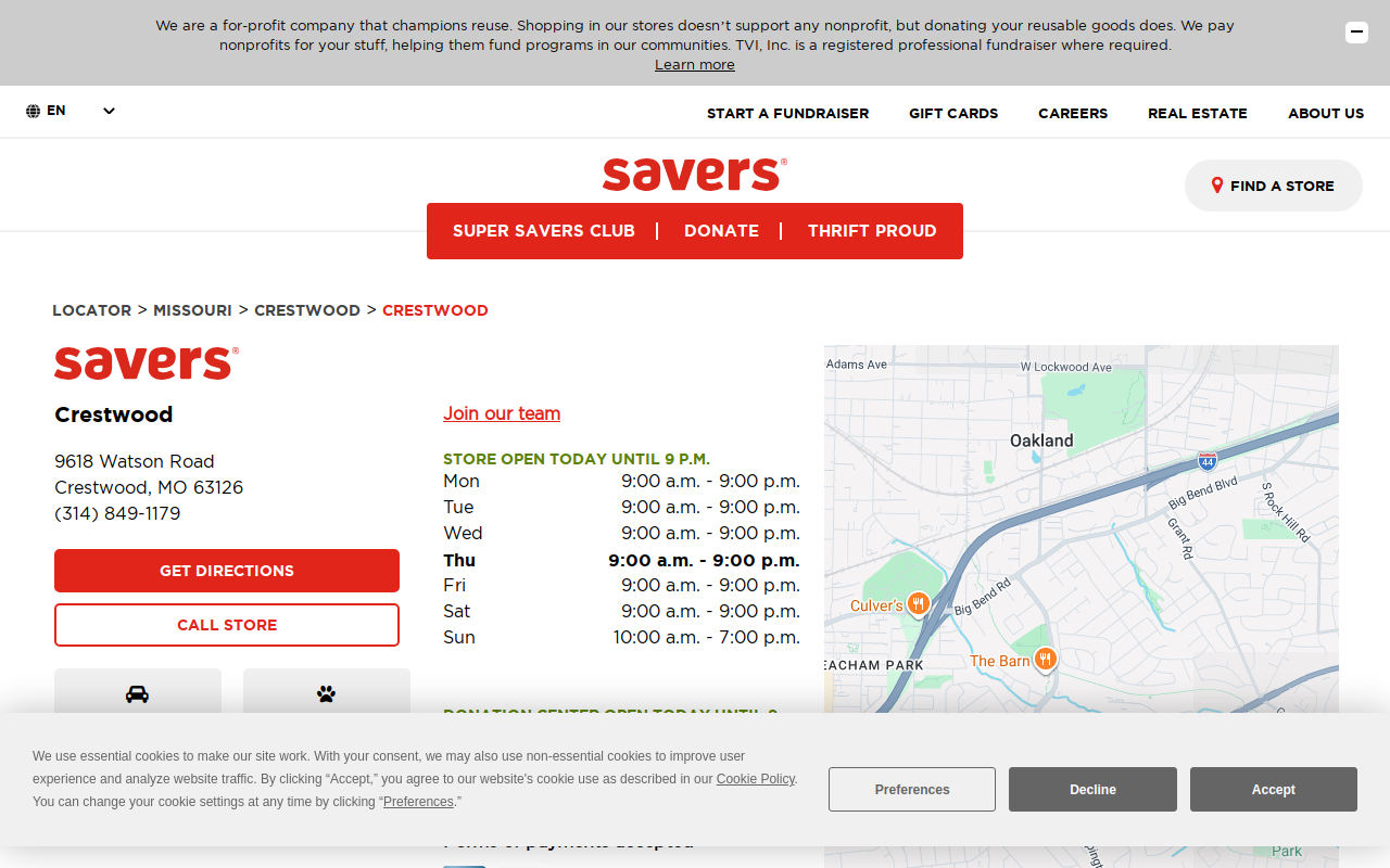 Savers website preview