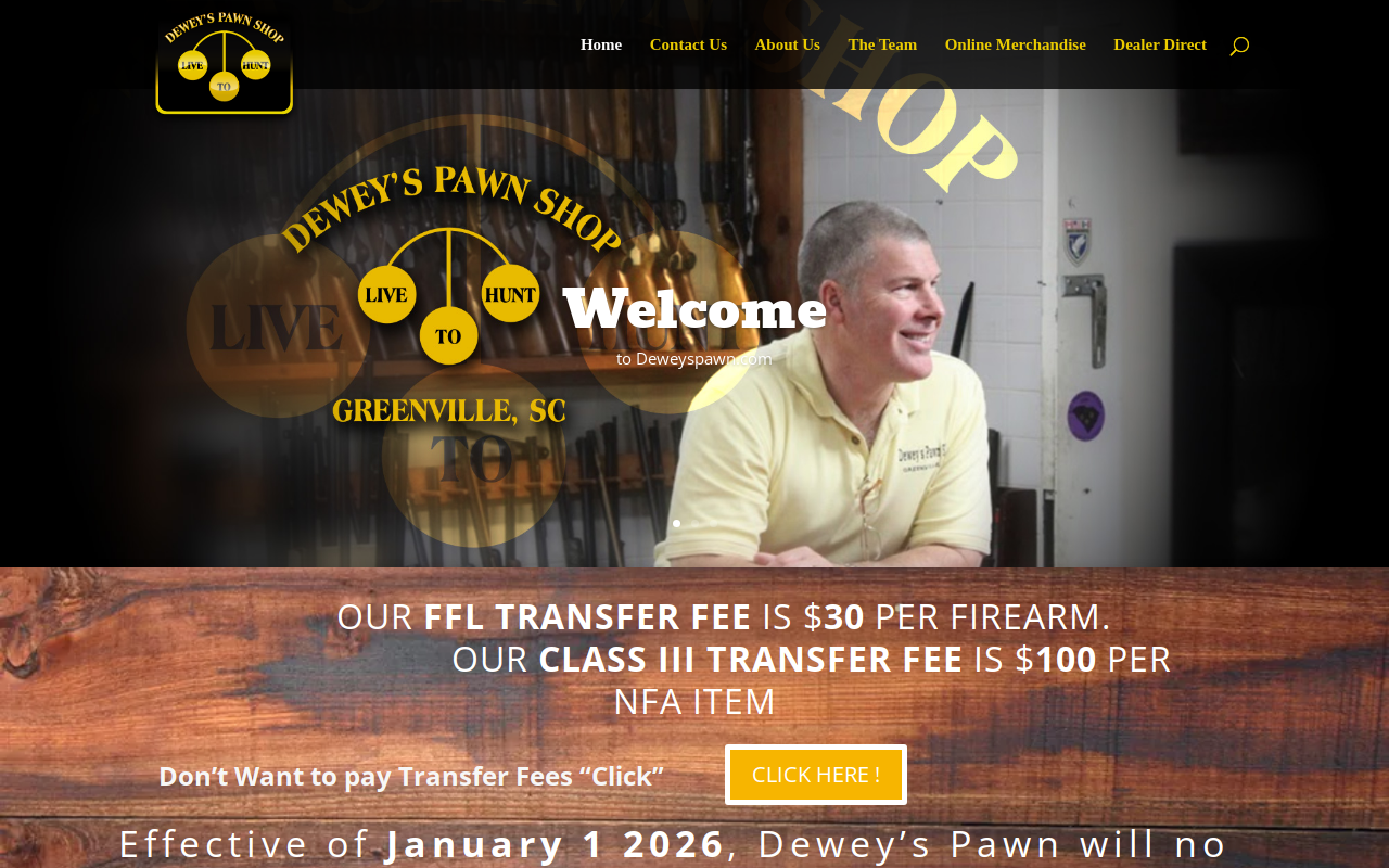 Dewey's Pawn Shop website preview