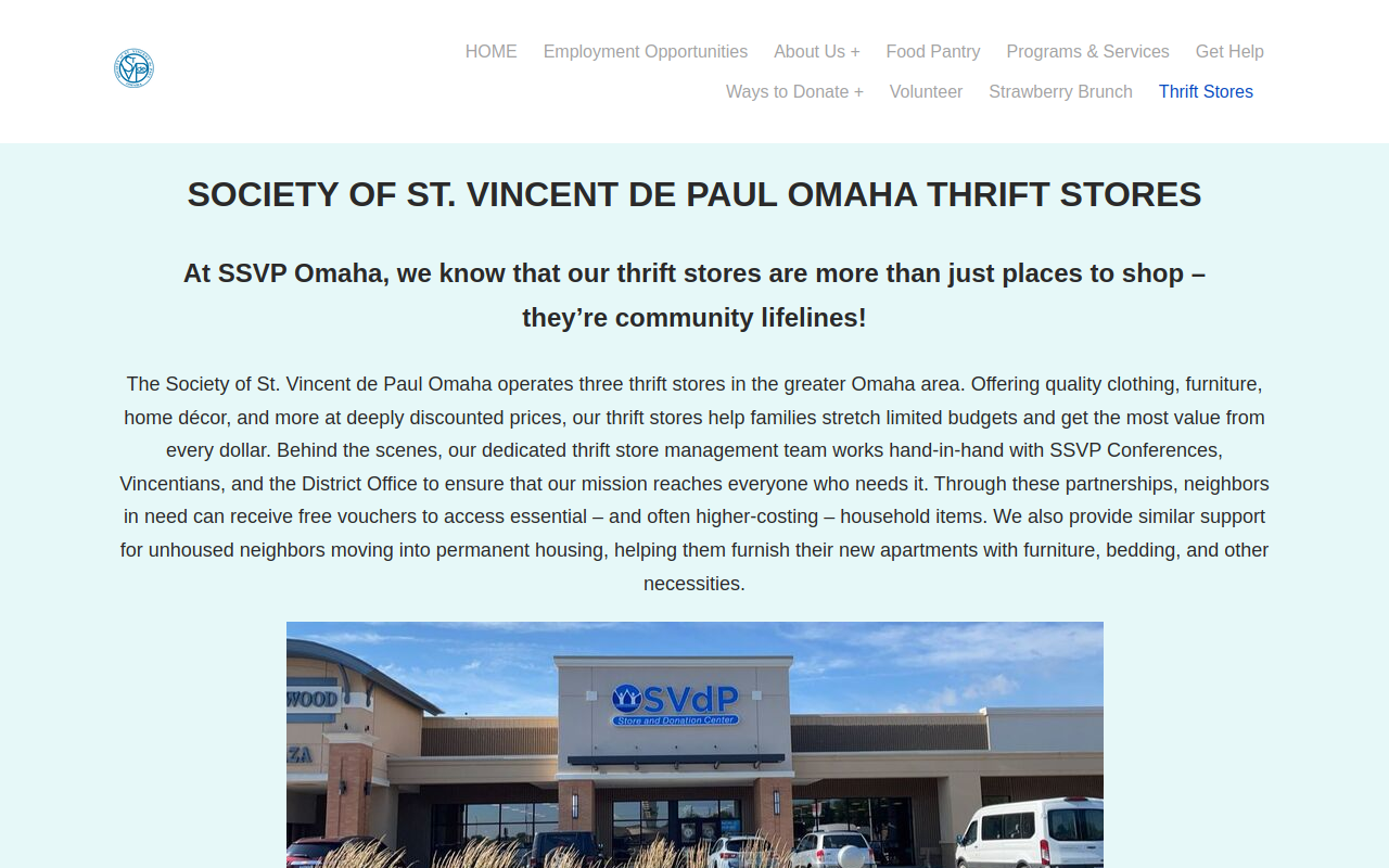 St Vincent de Paul Thrift Store website preview